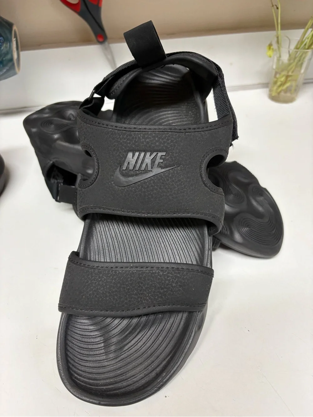 Nike men’s size 10  Black Double-Strap Adjustable Sandals been used once